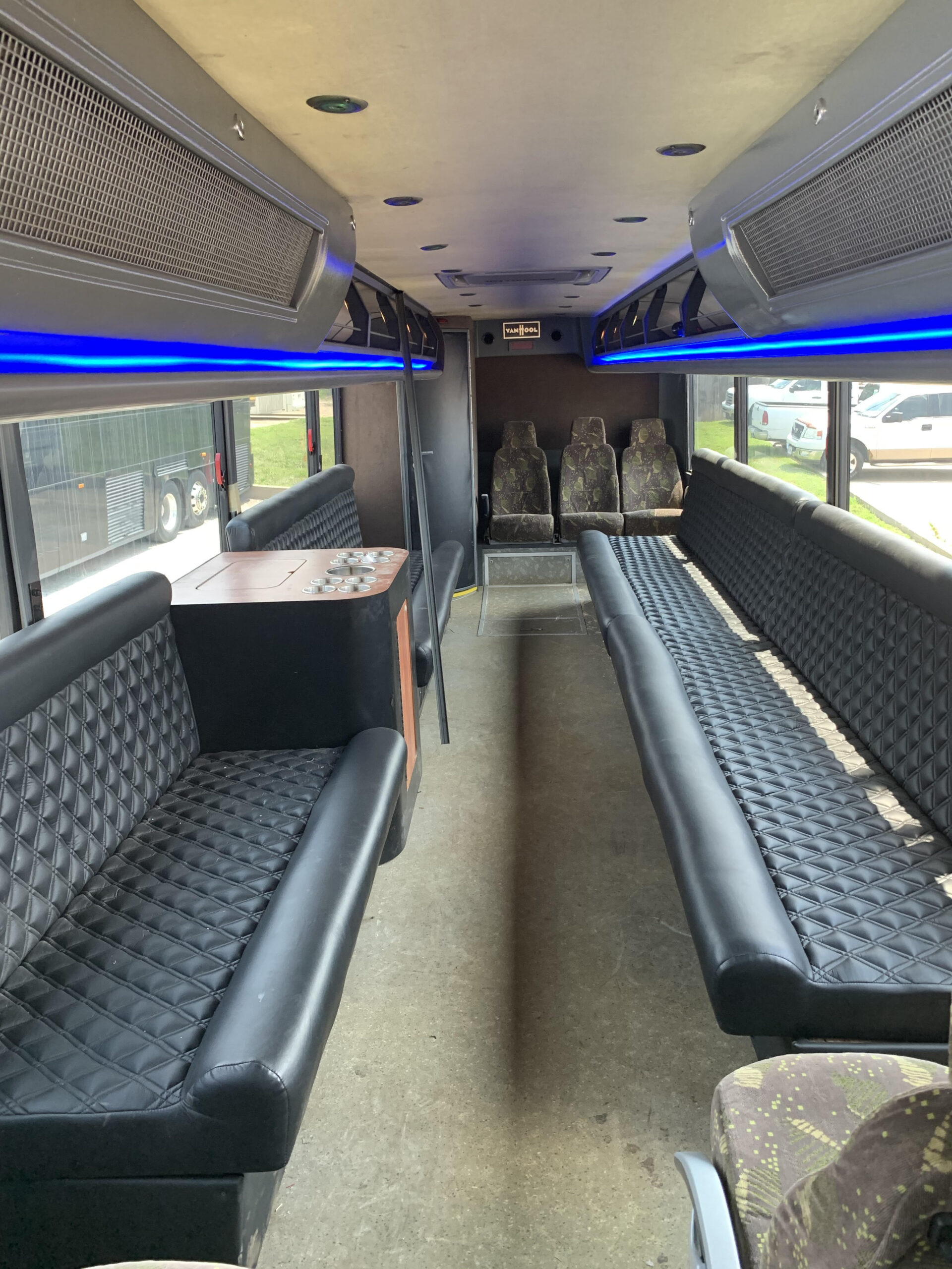 43 passenger limo bus inside